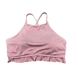 CALIA High Neck Tie Back Ruffle Bikini Swim Top Size Large Pink